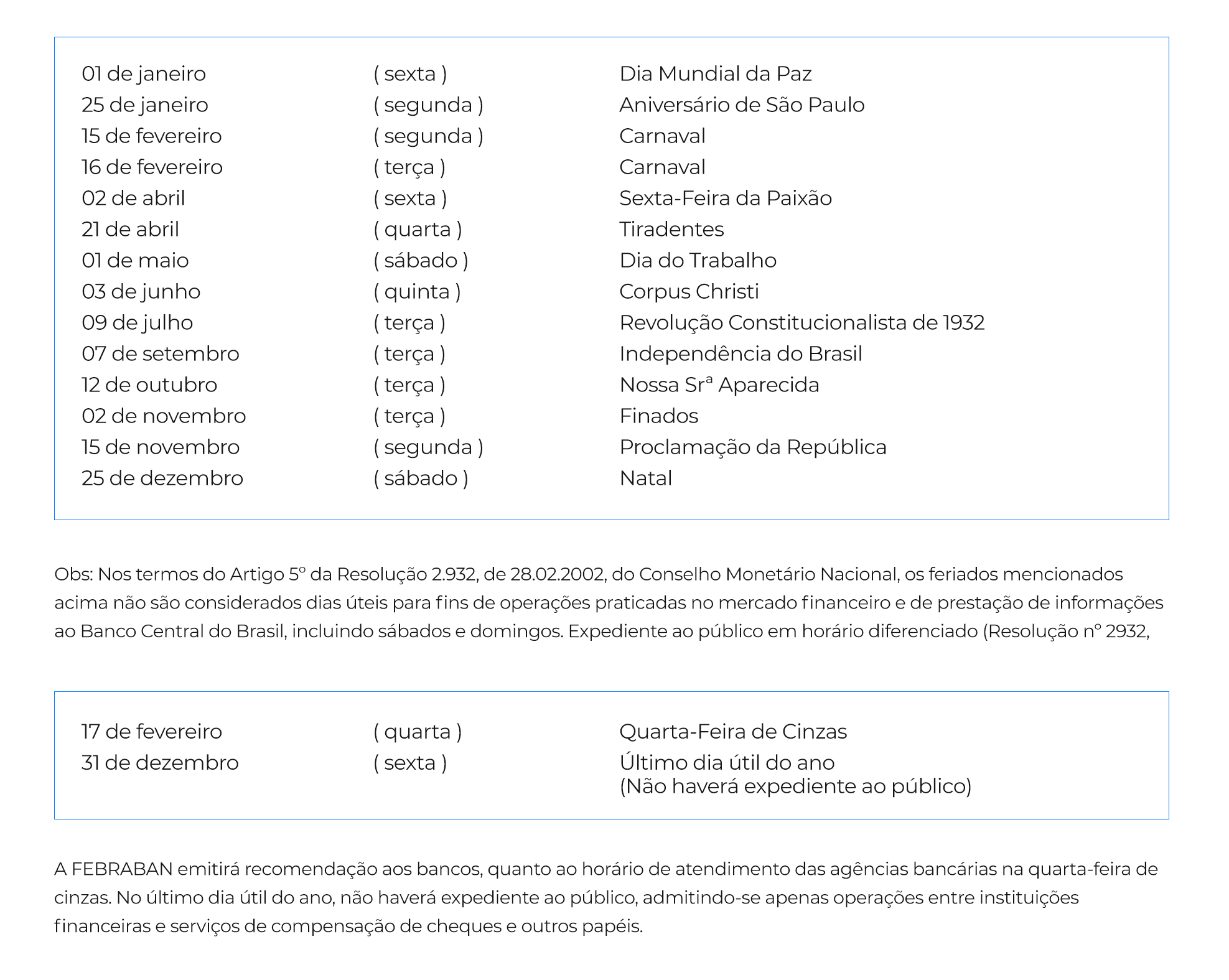 Calendário de Feriados 2021