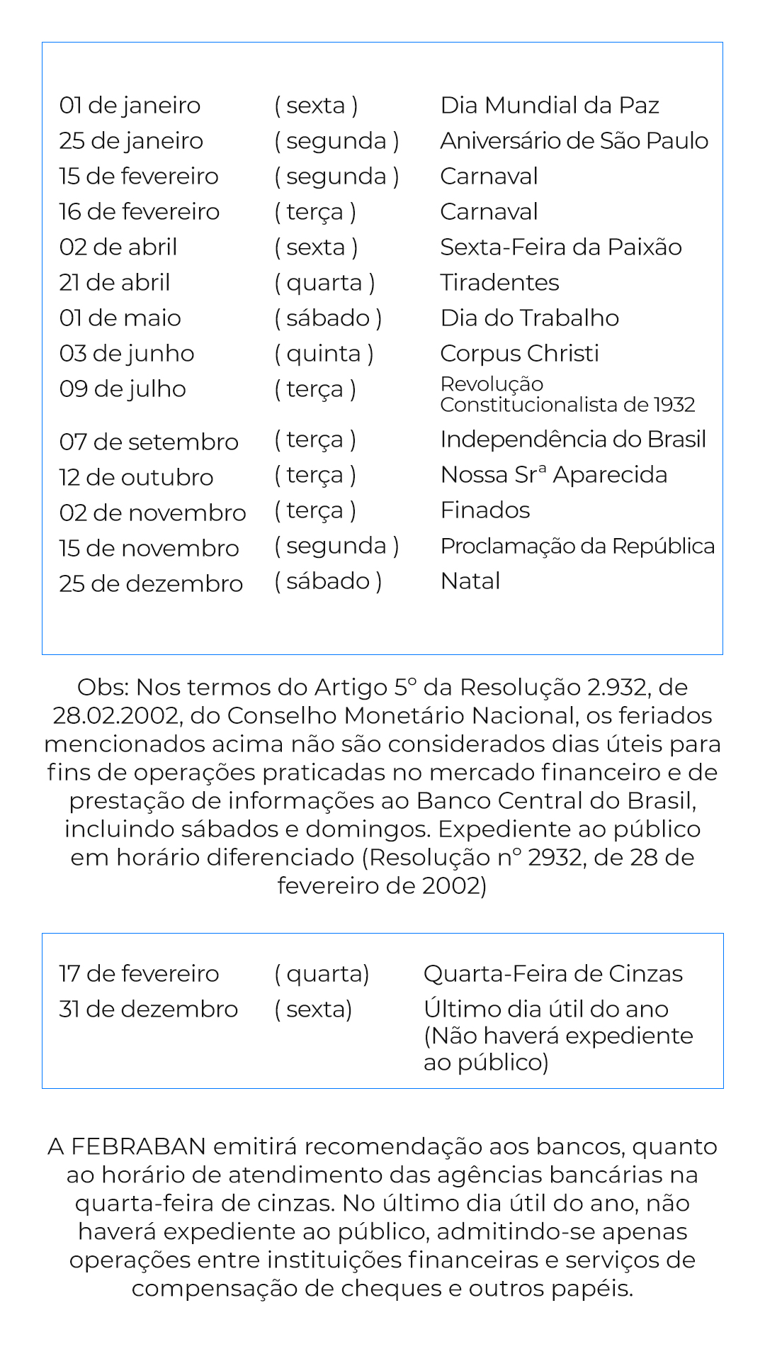 Calendário de Feriados 2021